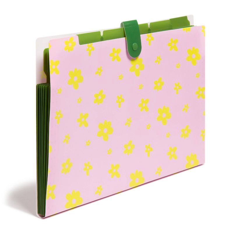 slide 3 of 6, U Brands 6 Pocket Poly Expandable Folders 70s Floral Check, 1 ct