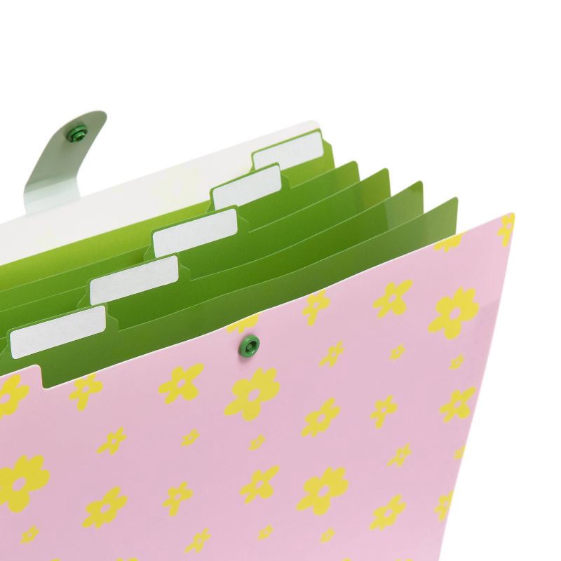 slide 2 of 6, U Brands 6 Pocket Poly Expandable Folders 70s Floral Check, 1 ct