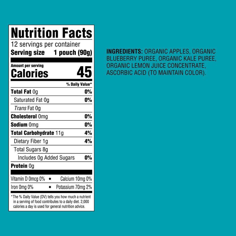 slide 4 of 4, Organic Apple Blueberry Kale Fruit & Vegetable Puree Applesauce Pouches - 38.04oz/12ct - Good & Gather™, 38.04 oz, 12 ct