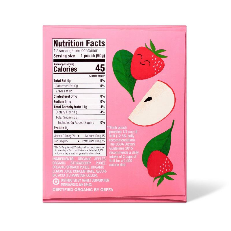 slide 2 of 3, Apple Strawberry Spinach Fruit Puree Pouches - 38.04oz/12ct - Good & Gather™, 38.04 oz, 12 ct