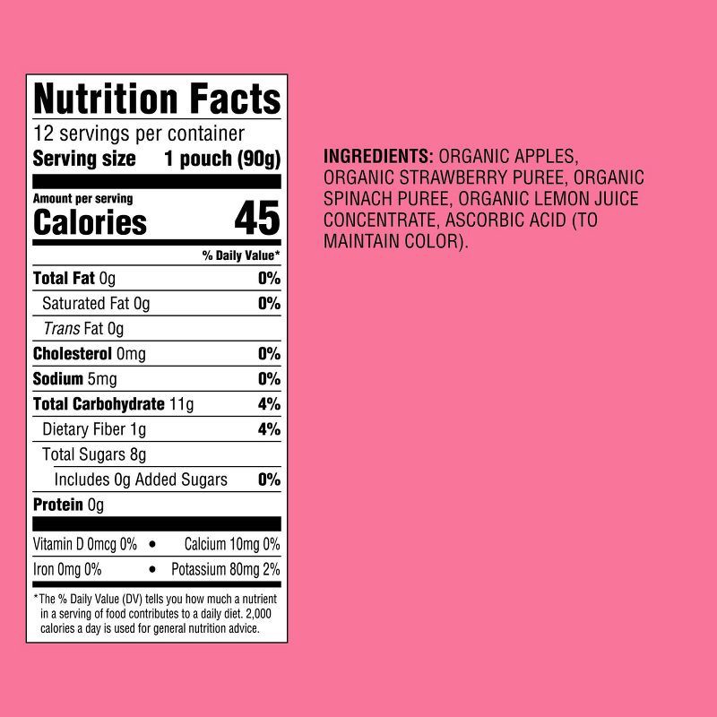 slide 4 of 4, Organic Apple Strawberry Spinach Fruit Puree Applesauce Pouches - 38.04oz/12ct - Good & Gather™, 38.04 oz, 12 ct
