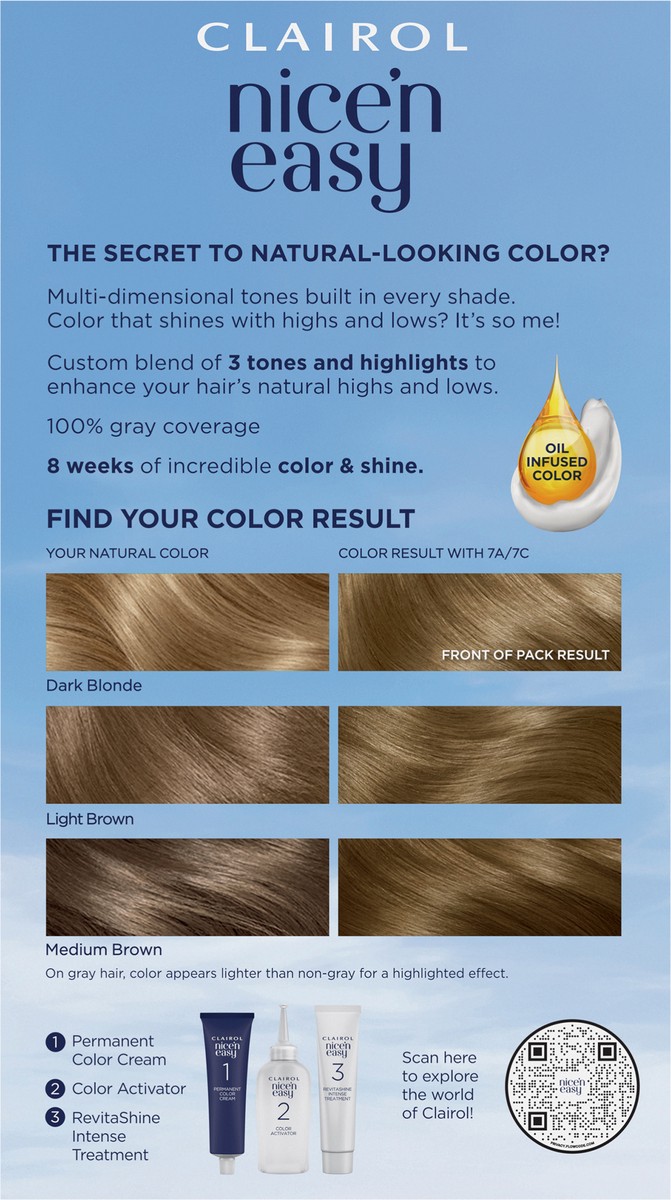 slide 8 of 12, Nice'n Easy Clairol Nice 'N Easy Permanent Hair Dye 7C Dark Cool Blonde, 1 ea