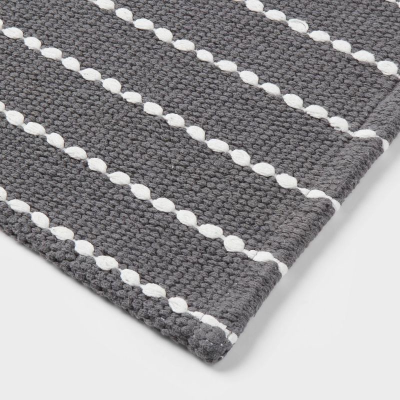 slide 3 of 4, 20"x30" Performance Plus Bath Rug Striped Dark Gray - Threshold™ :Cotton, Woven, OEKO-TEX Certified, Machine Washable, 1 ct