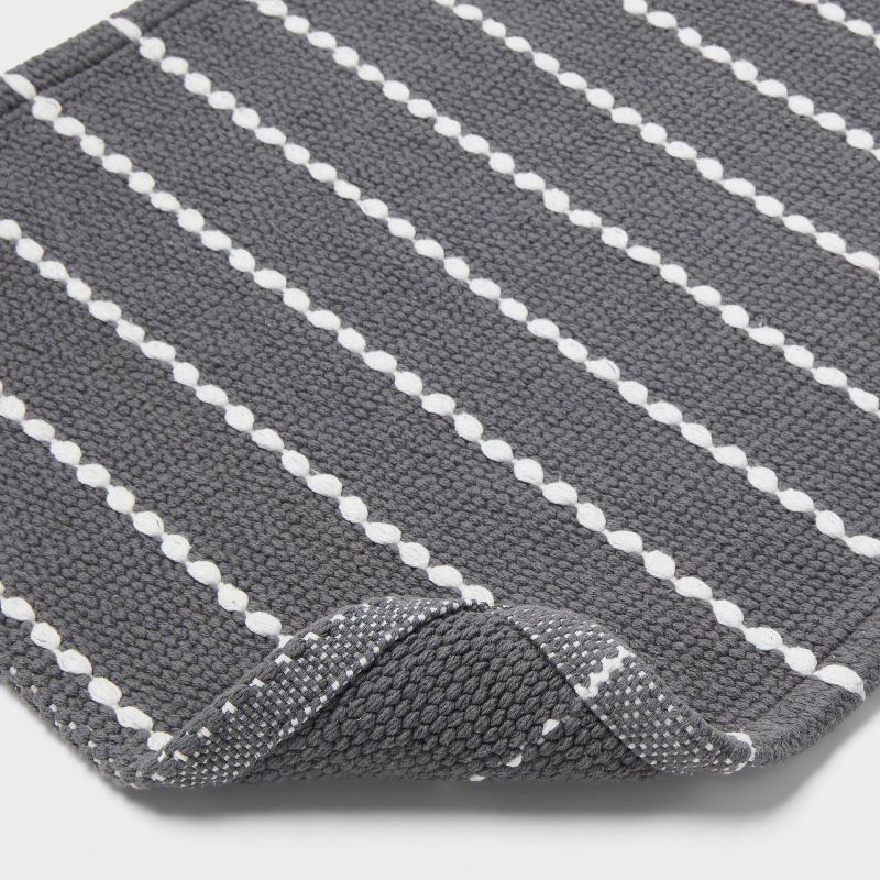 slide 4 of 4, 20"x30" Performance Plus Bath Rug Striped Dark Gray - Threshold™ :Cotton, Woven, OEKO-TEX Certified, Machine Washable, 1 ct