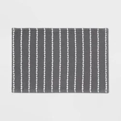 20"x30" Performance Plus Bath Rug Striped Dark Gray - Threshold™ :Cotton, Woven, OEKO-TEX Certified, Machine Washable
