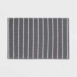 20"x30" Performance Plus Bath Rug Striped Dark Gray - Threshold™ :Cotton, Woven, OEKO-TEX Certified, Machine Washable