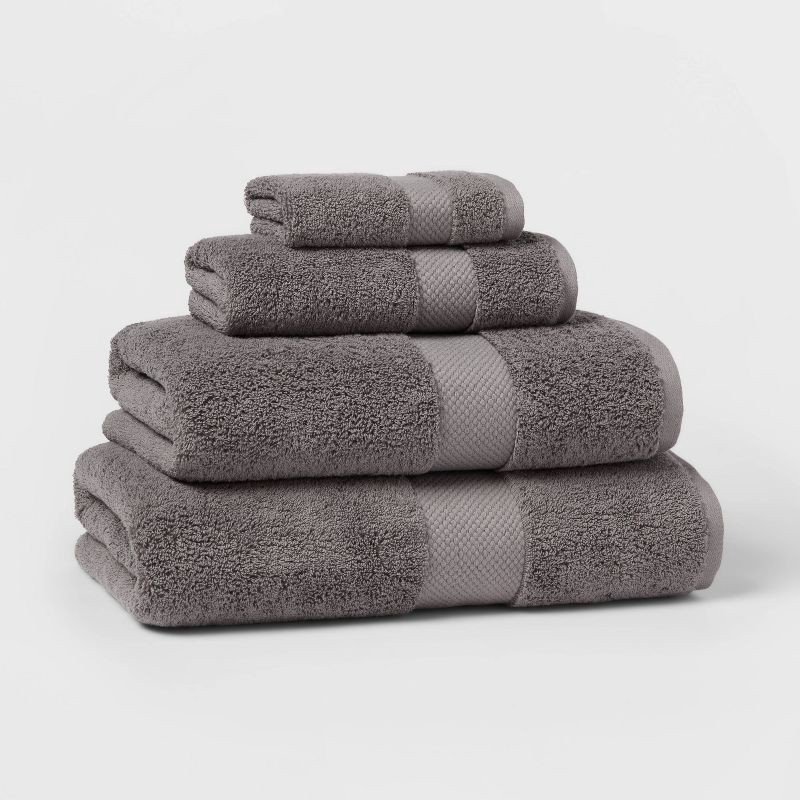 slide 4 of 5, Performance Plus Hand Towel Dark Gray - Threshold™: Cotton Terry, Fade-Resistant, Machine Washable, 1 ct