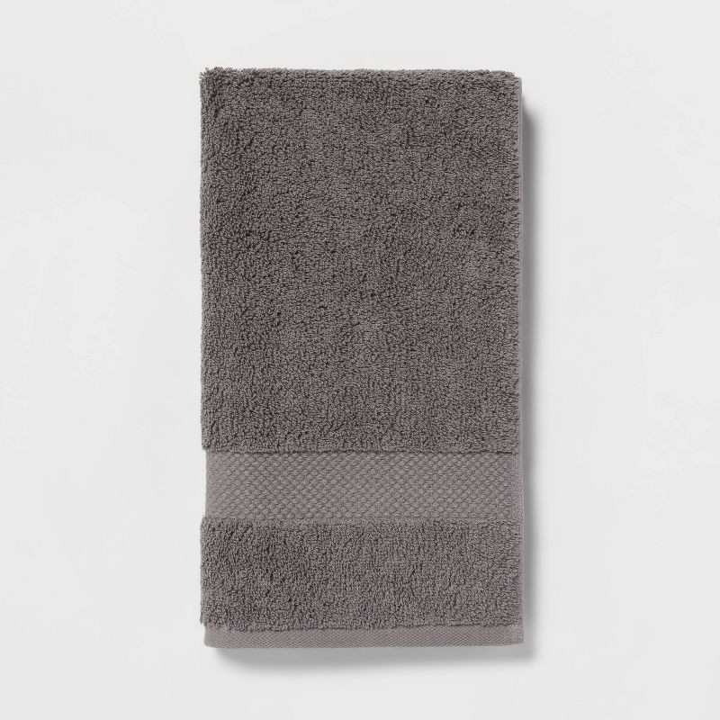 slide 1 of 5, Performance Plus Hand Towel Dark Gray - Threshold™: Cotton Terry, Fade-Resistant, Machine Washable, 1 ct