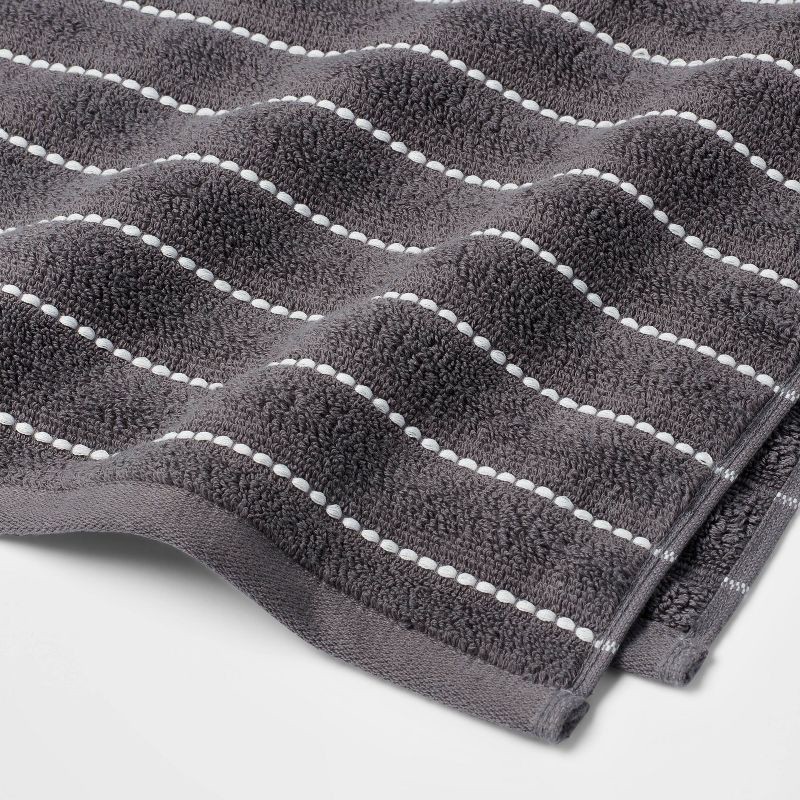 slide 3 of 5, Performance Plus Hand Towel Dark Gray Striped - Threshold™: Cotton-Polyester Blend, Fade-Resistant, Terry Construction, 1 ct