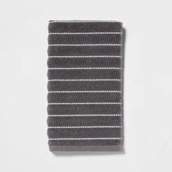 Performance Plus Hand Towel Dark Gray Striped - Threshold™: Cotton-Polyester Blend, Fade-Resistant, Terry Construction