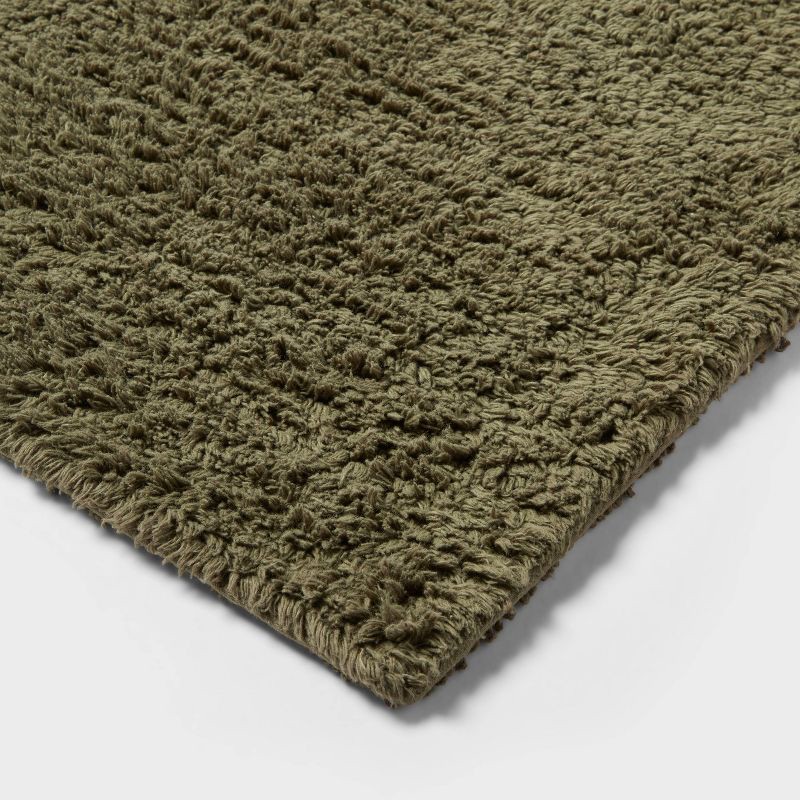 slide 3 of 4, 20"x34" Performance Plus Cotton Reversible Bath Rug/Runner Dark Green - Threshold™: Machine Washable, Tufted, Low Pile, 1 ct