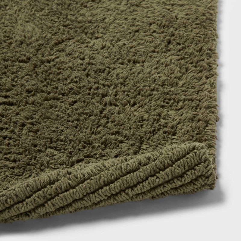 slide 4 of 4, 20"x34" Performance Plus Cotton Reversible Bath Rug/Runner Dark Green - Threshold™: Machine Washable, Tufted, Low Pile, 1 ct