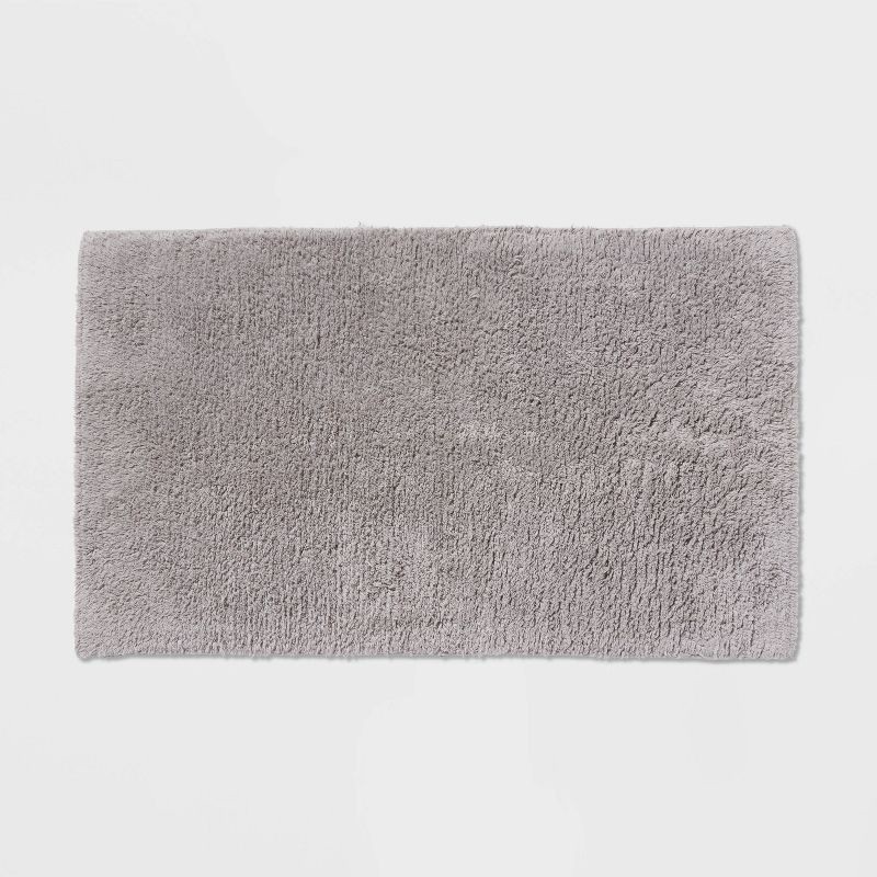 slide 1 of 4, 20"x34" Performance Plus Cotton Reversible Bath Rug/Runner Light Gray - Threshold™: Machine Washable, Tufted, OEKO-TEX Certified, 1 ct