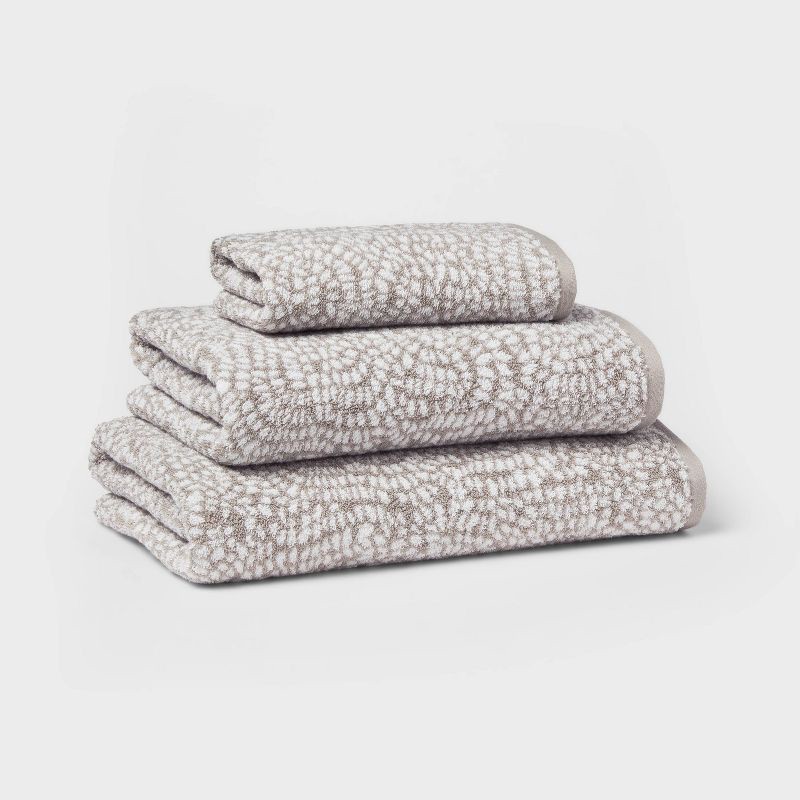 slide 4 of 5, Performance Plus Oversized Bath Towel Gray Geo - Threshold™: 100% Cotton, Jacquard Terry, Fade-Resistant, Machine Washable, 1 ct