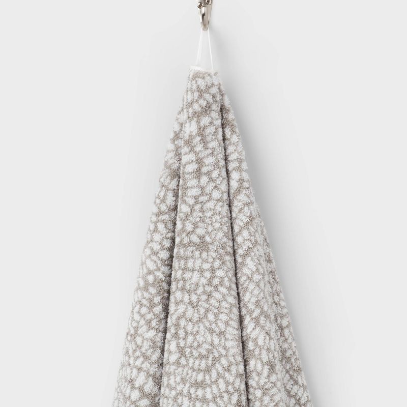 slide 5 of 5, Performance Plus Oversized Bath Towel Gray Geo - Threshold™: 100% Cotton, Jacquard Terry, Fade-Resistant, Machine Washable, 1 ct