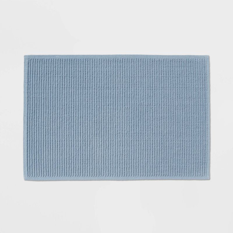 slide 1 of 4, 20"x30" Performance Plus Bath Rug Solid Light Blue - Threshold™: Cotton, Woven, Low Pile, OEKO-TEX Certified, 1 ct