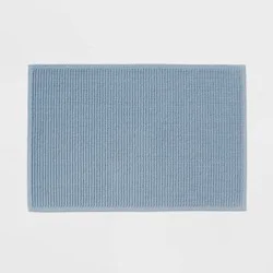 20"x30" Performance Plus Bath Rug Solid Light Blue - Threshold™: Cotton, Woven, Low Pile, OEKO-TEX Certified