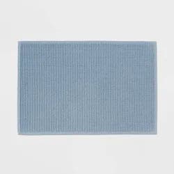 20"x30" Performance Plus Bath Rug Solid Light Blue - Threshold™: Cotton, Woven, Low Pile, OEKO-TEX Certified