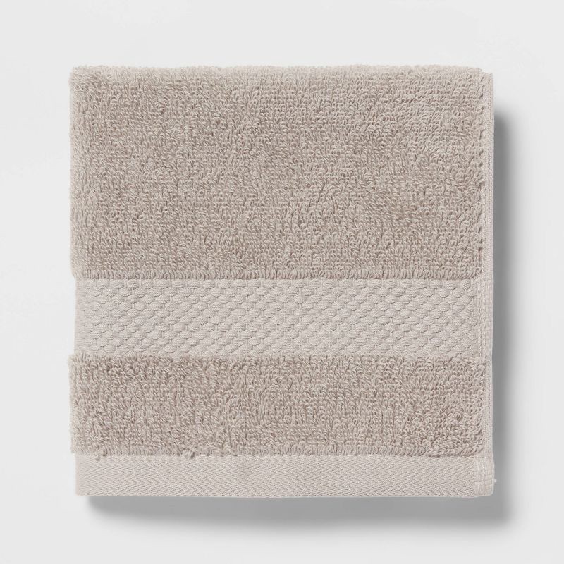 slide 3 of 4, 4pc Performance Plus Washcloths Light Gray - Threshold™: Cotton Terry, Heavyweight 550-800 GSM, Fade-Resistant, 4 ct