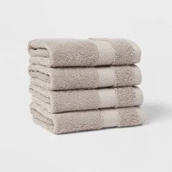 4pc Performance Plus Washcloths Light Gray - Threshold™: Cotton Terry, Heavyweight 550-800 GSM, Fade-Resistant