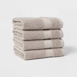 4pc Performance Plus Washcloths Light Gray - Threshold™: Cotton Terry, Heavyweight 550-800 GSM, Fade-Resistant