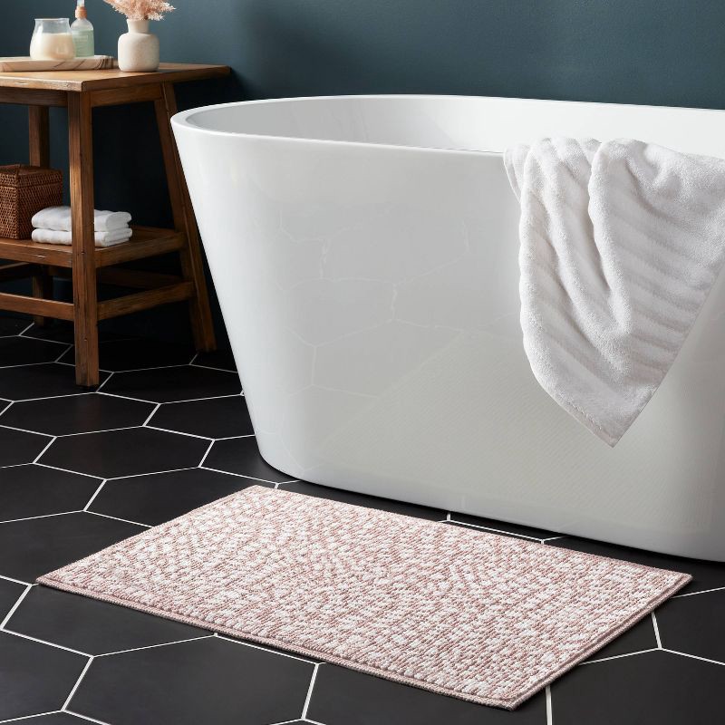 slide 2 of 4, 20"x30" Performance Plus Bath Rug Mauve Geo - Threshold™: Cotton, Low Pile, Machine Washable, OEKO-TEX Certified, 1 ct