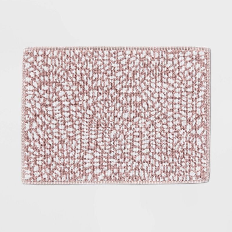 slide 1 of 4, 20"x30" Performance Plus Bath Rug Mauve Geo - Threshold™: Cotton, Low Pile, Machine Washable, OEKO-TEX Certified, 1 ct
