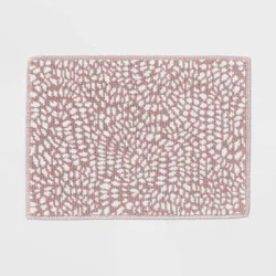 20"x30" Performance Plus Bath Rug Mauve Geo - Threshold™: Cotton, Low Pile, Machine Washable, OEKO-TEX Certified