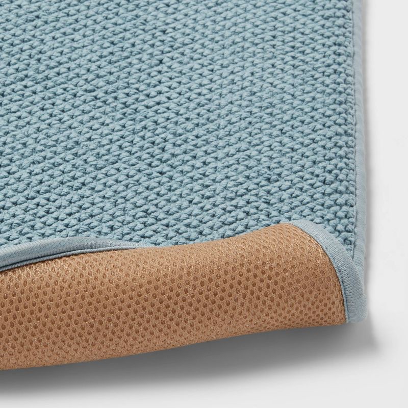 slide 4 of 4, 20"x34" Performance Plus Cotton Memory Foam Bath Rug Aqua - Threshold™: Woven, Machine Washable, OEKO-TEX Certified, 1 ct