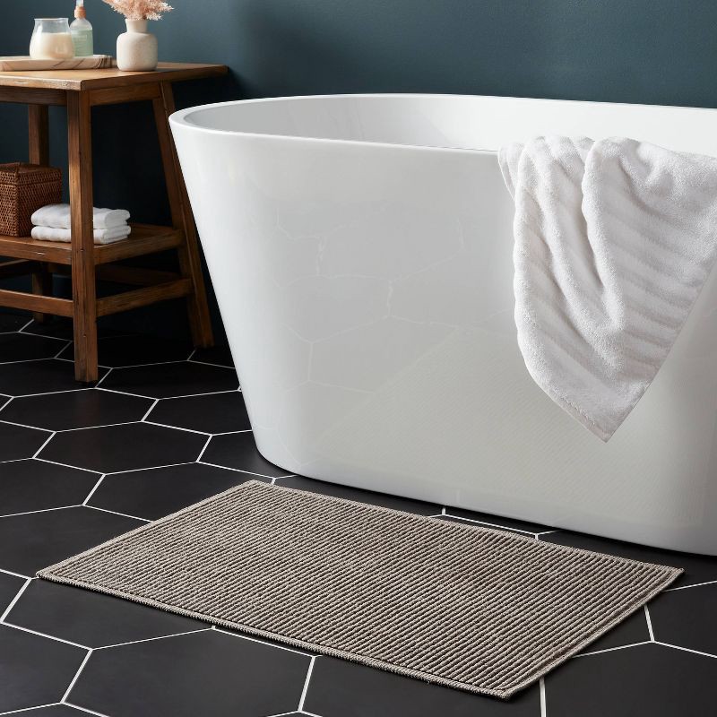 slide 2 of 4, 20"x30" Performance Plus Bath Rug Solid Dark Gray - Threshold™, 1 ct