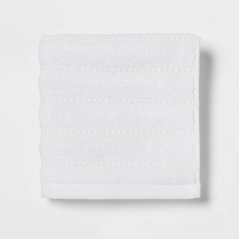 slide 3 of 4, 4pc Performance Plus Washcloths White Striped - Threshold™, 4 ct