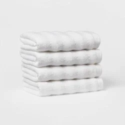 4pc Performance Plus Washcloths White Striped - Threshold™