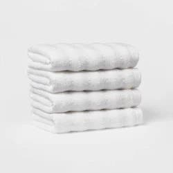4pc Performance Plus Washcloths White Striped - Threshold™