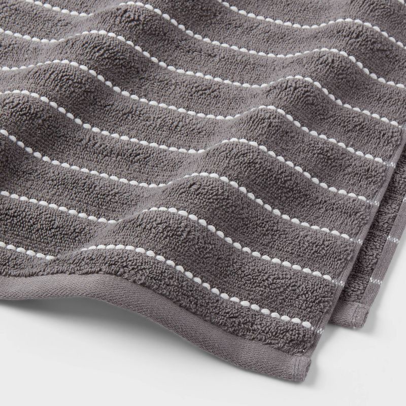 slide 3 of 5, Performance Plus Bath Towel Dark Gray Striped - Threshold™: Heavyweight Cotton Blend, Fade-Resistant, OEKO-TEX Certified, 1 ct