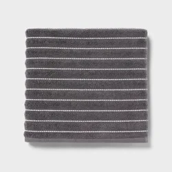 Performance Plus Bath Towel Dark Gray Striped - Threshold™: Heavyweight Cotton Blend, Fade-Resistant, OEKO-TEX Certified