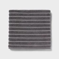 Performance Plus Bath Towel Dark Gray Striped - Threshold™: Heavyweight Cotton Blend, Fade-Resistant, OEKO-TEX Certified