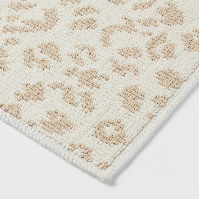 slide 3 of 4, 20"x30" Performance Plus Bath Rug Cream Leopard - Threshold™: Cotton, Woven, Medium Pile, Machine Washable, 1 ct