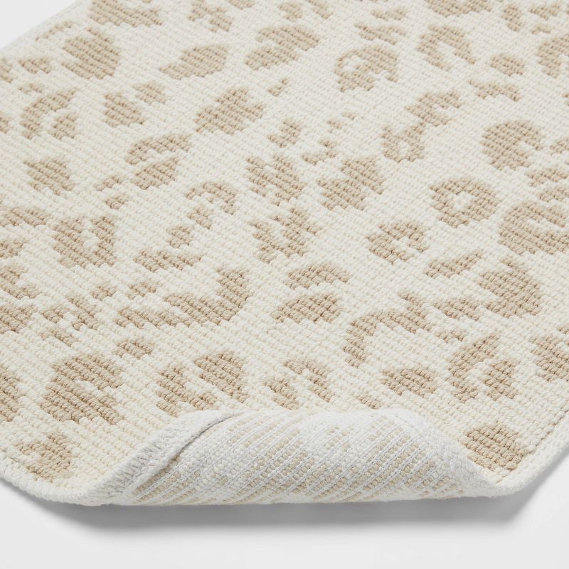 slide 4 of 4, 20"x30" Performance Plus Bath Rug Cream Leopard - Threshold™: Cotton, Woven, Medium Pile, Machine Washable, 1 ct