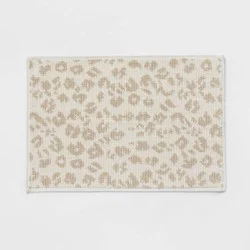 20"x30" Performance Plus Bath Rug Cream Leopard - Threshold™: Cotton, Woven, Medium Pile, Machine Washable