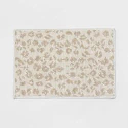 20"x30" Performance Plus Bath Rug Cream Leopard - Threshold™: Cotton, Woven, Medium Pile, Machine Washable