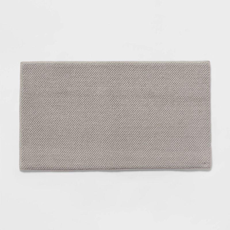 slide 1 of 4, 20"x34" Performance Plus Cotton Memory Foam Bath Rug Light Gray - Threshold™: OEKO-TEX Certified, Machine Washable, 1 ct