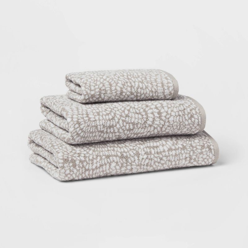 slide 4 of 5, Performance Plus Hand Towel Gray Geo - Threshold™: Cotton Jacquard, Fade-Resistant, 550 GSM, 1 ct