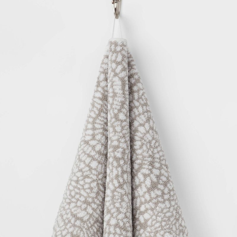 slide 5 of 5, Performance Plus Hand Towel Gray Geo - Threshold™: Cotton Jacquard, Fade-Resistant, 550 GSM, 1 ct