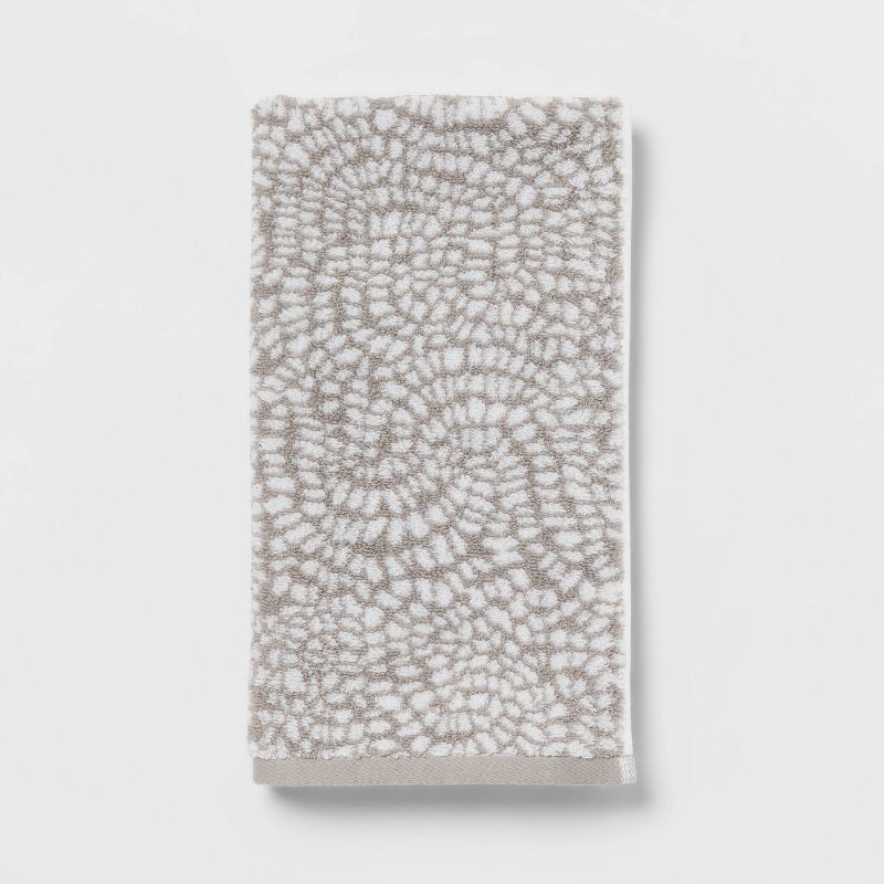 slide 1 of 5, Performance Plus Hand Towel Gray Geo - Threshold™: Cotton Jacquard, Fade-Resistant, 550 GSM, 1 ct
