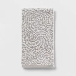 Performance Plus Hand Towel Gray Geo - Threshold™: Cotton Jacquard, Fade-Resistant, 550 GSM