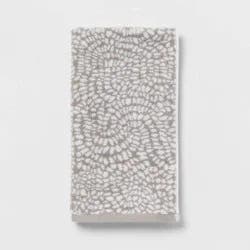 Performance Plus Hand Towel Gray Geo - Threshold™: Cotton Jacquard, Fade-Resistant, 550 GSM