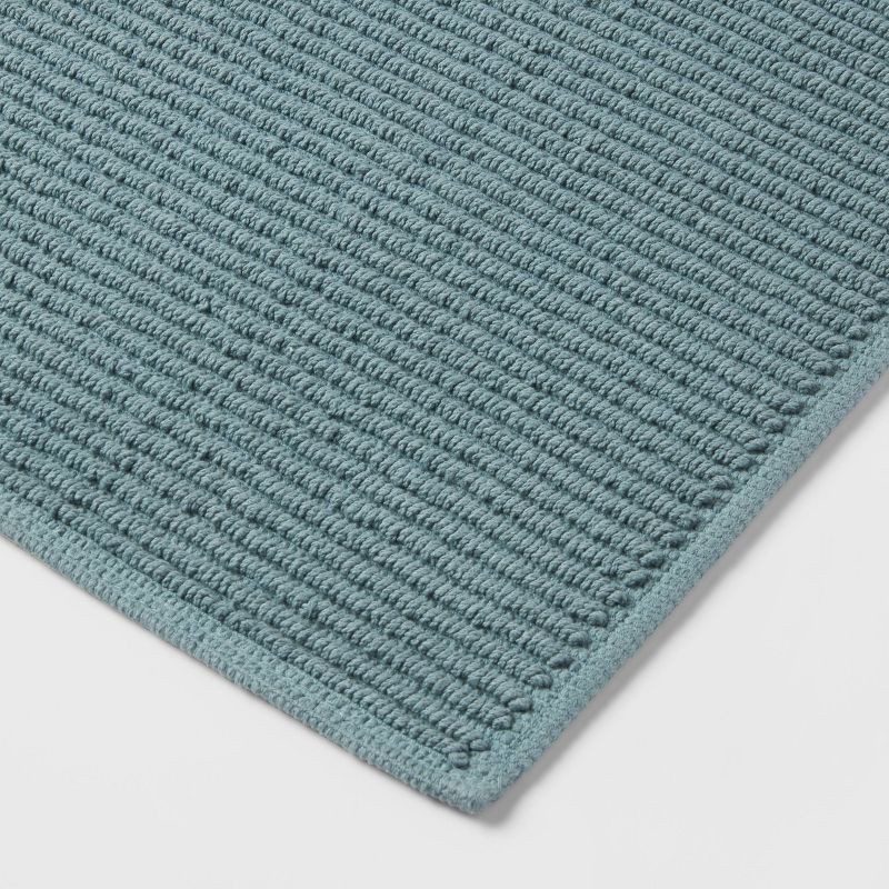 slide 3 of 4, 20"x30" Performance Plus Bath Rug Solid Aqua - Threshold™: Cotton, Woven, Low Pile, Machine Washable, OEKO-TEX Certified, 1 ct
