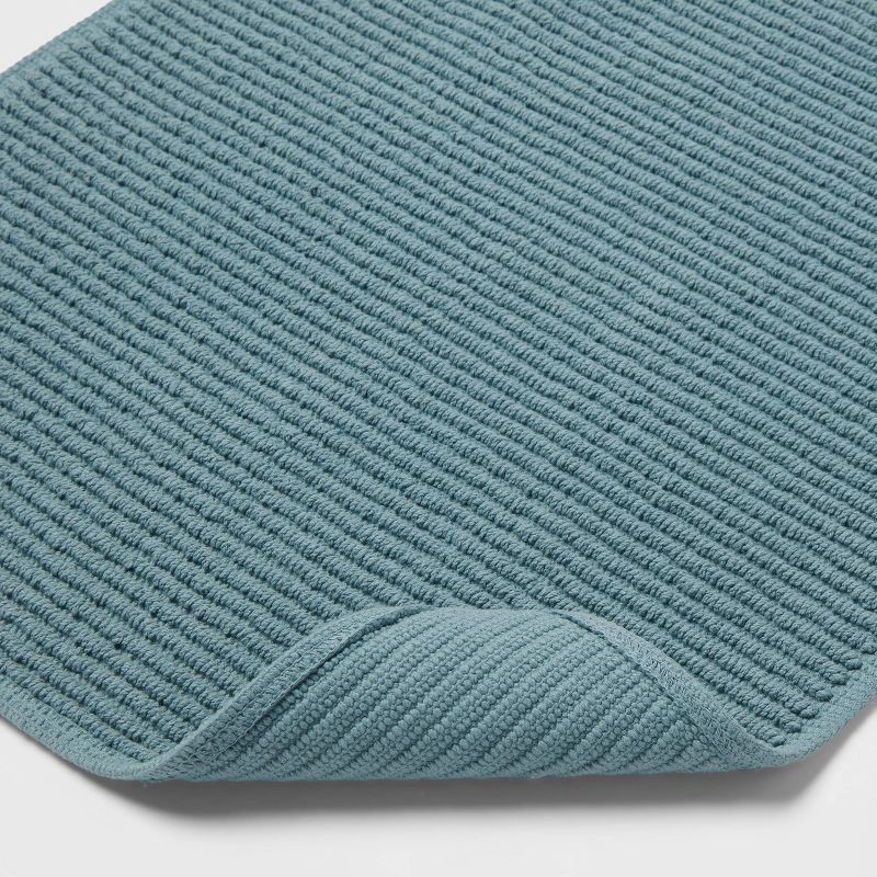 slide 4 of 4, 20"x30" Performance Plus Bath Rug Solid Aqua - Threshold™: Cotton, Woven, Low Pile, Machine Washable, OEKO-TEX Certified, 1 ct