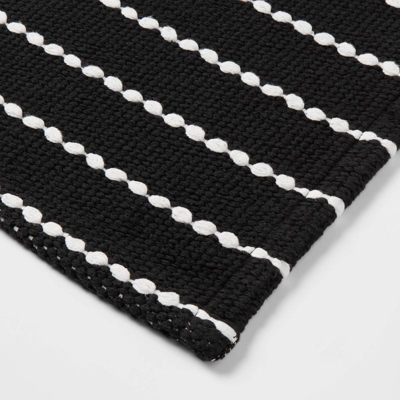 slide 3 of 4, 20"x30" Performance Plus Bath Rug Striped Black - Threshold™: Cotton, Woven, Machine Washable, OEKO-TEX Certified, 1 ct