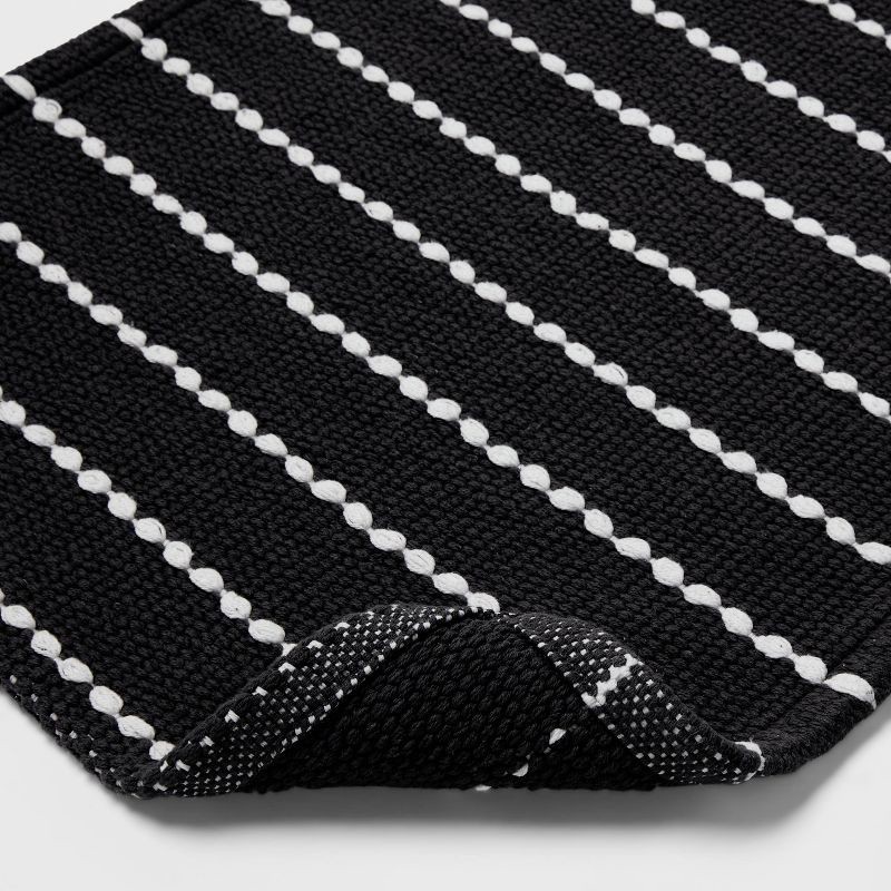 slide 4 of 4, 20"x30" Performance Plus Bath Rug Striped Black - Threshold™: Cotton, Woven, Machine Washable, OEKO-TEX Certified, 1 ct